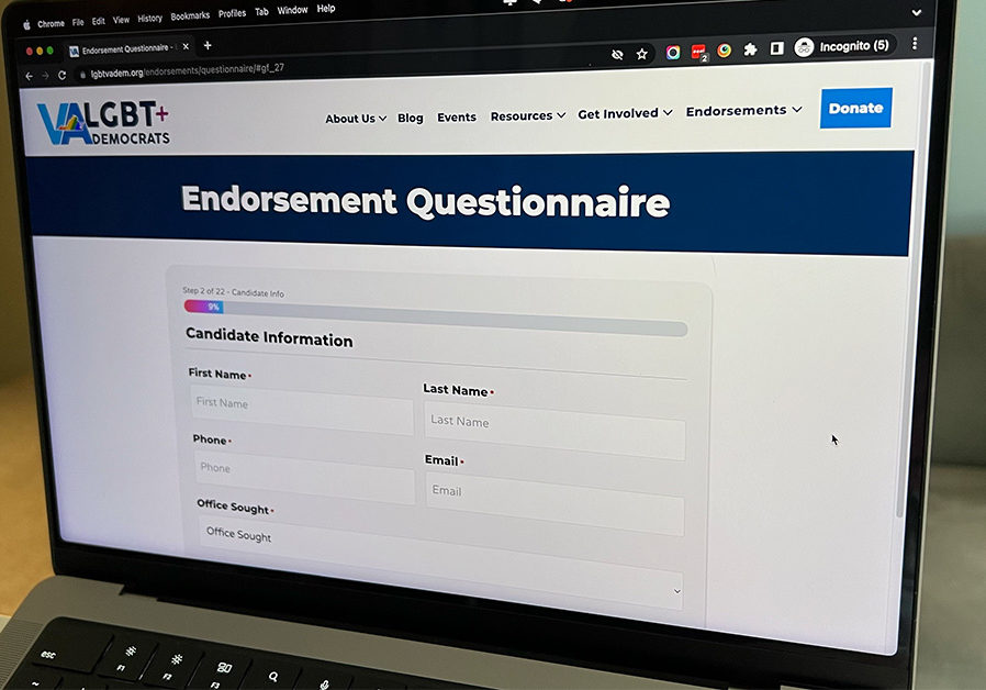 Photo of laptop screen with new endorsement questionnaire displayed.